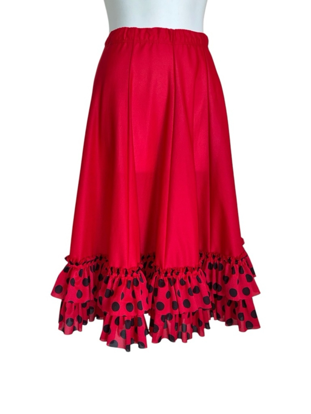 MAIN STREET DANCEWEAR Circle Skirt,  Polka Dot Double Ruffle, Rockabilly XXS EUC